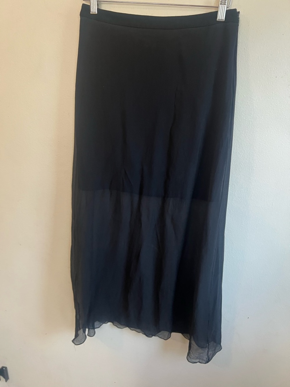 Elie Tahari black silk high waist maxi sheer skirt with mini skirt under size XS